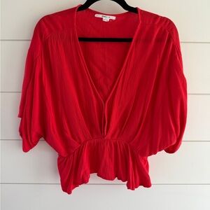 O'Neill Red V-Neck Blouse, Size Large
